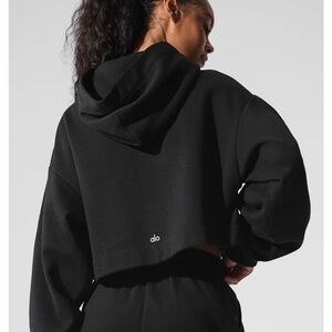 Like NEW ALO Yoga Black Cropped Bae Hoodie S